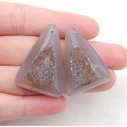 New,Nugget Brazil Agate Crystal Earring, Semi-precious stones, Jewelry accessories Earrings,32x24x8mm，13.8g