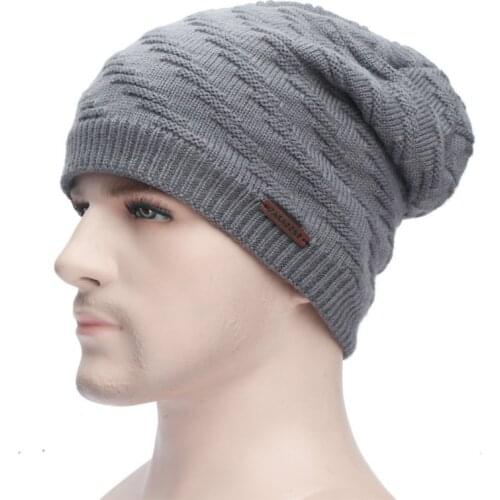 Winter Cotton Hat Letters Embroidery Hat Long Size Knitted Cap High Quality Casual Beanies For Men & Women Solid Bonnet Cap