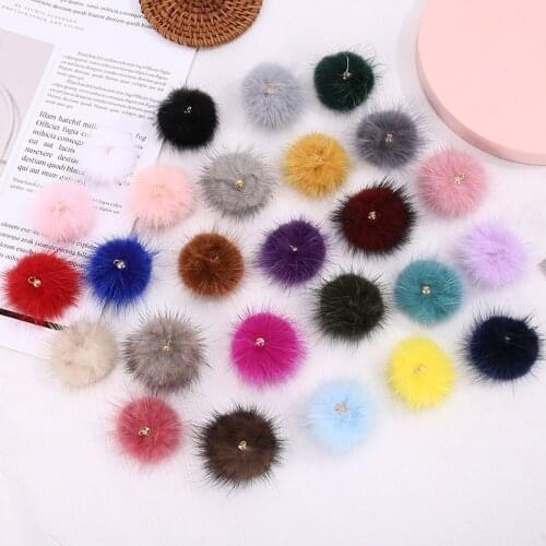 10PC Pompom Pendant Mink Furry Ball Earrings Necklace Jewelry Crafts Accessories Garment Hat Sewing Hanging Ring Pompon Material