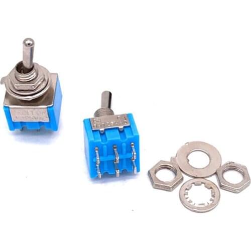 100 Pcs MTS-203 AC 125V 6A 6 Pins ON/OFF/ON 3 Position DPDT Latching Mini Toggle Switch