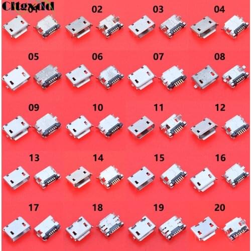 20Model 100PCS/Lot Common Micro USB Jack 5Pin SMD DIP Female Socket Charging Port Connector For Lenovo Nokia Huawei ZTE ASUS Etc