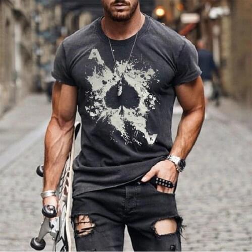 2021 Summer Street Fashion Graffiti Mens Spades Couples 3D Creative Character Casual Shirt Plus Size Short-Sleeved T-Shirt