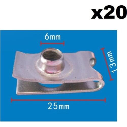 20x Nylon For Honda License plate steel clip