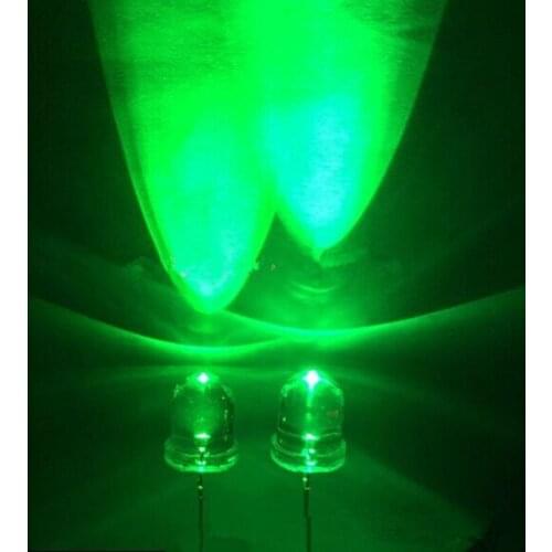 250pcs 8mm Green LED Diode Water Clear Round Top 20mA 3V 515-525nm Ultra Bright 20000mcd Round F8 Light Emitting Diode LED Lamp