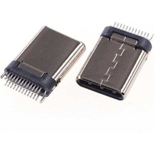 500 pcs USB 3.1 Type C Connector 24 Pin Male Straddle Mount USB 3.1 Version Plug Superspeed+ Rating 1.5A