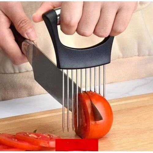 Kichen Accessories Food Slice Assistant Fruit and Vegetable Slice Holder Multi-function Kitchen Gadget Tomato Cutter Knife Cook