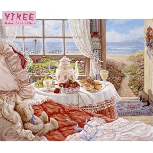 Diamond painting cartoon bear, cartoon embroidery diamond