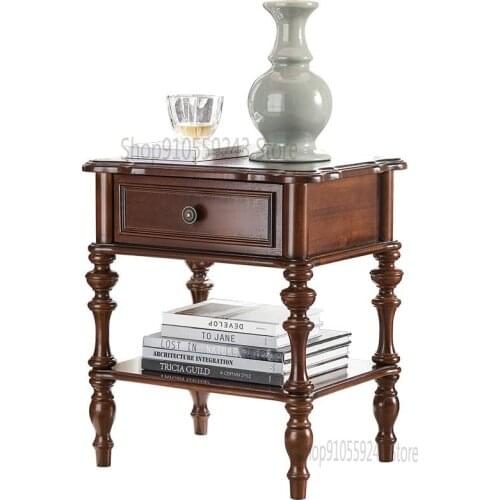 American Solid Wood Corner Table Simple Side Table European Telephone Table Living Room Sofa Side Cabinet Side Table With Drawer