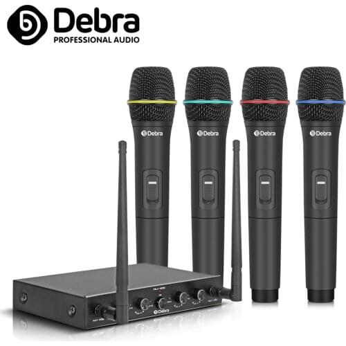 AU-400 UHF 4Channel Wireless Microphone system handheld mic 80m range portable Professional Audio for karaoke KTV church party