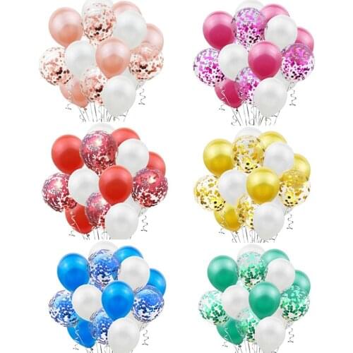 Big Ring Rose Gold Confetti Mix White Latex Balloons For Wedding Engagement Birthday Party Decor Baby Shower Supplies Air Helium