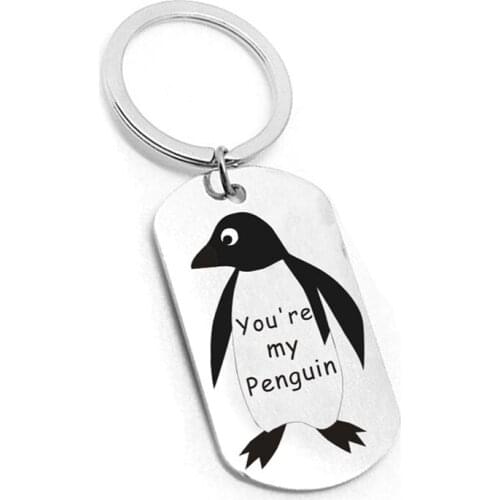 Personalised You're My Penguin Hand Stamped Keychain Gift for Boyfriend Girlfriend For Her Wife Husband Anniversary Marvel Gift