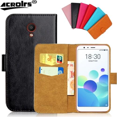 Meizu M8c Case 5.45" 6 Colors Flip Wallet Cases For Meizu M8c Soft Exclusive Leather Phone Cover Bag Black