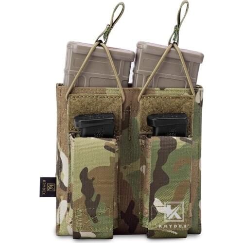 KRYDEX For Rifle & Pistol Open Top Double Magazine Pouch 5.56.223 Tactical Airsoft MOLLE / PALS Holster Magazine Pouch Multicam
