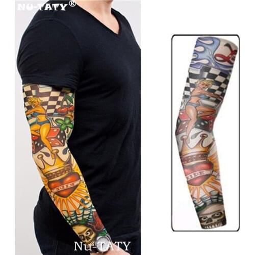 Nu-TATY Crown Heart Man&woman style Tattoo Sleeve Stockings Body Art Leggings Cool Boys Girls Party Wearings