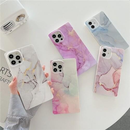 Colorful marble Square IMD drop-proof phone case For iphone 12 pro max Case 11pro max 7 8 Plus XS MAX SE2 For iphone X XR Capa