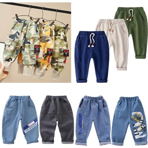 2020 Boys Girls Denim Jeans Casual Pants Fashion Soft Pants Children Cotton Pants Breathable Boys Clothing For 1-10 Years Kids