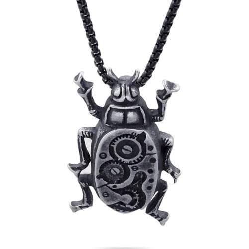 European and American Punk Mechanical Gear Pendant Vintage Insect Stainless Steel