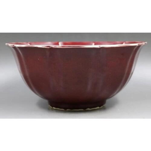 Antique MingDynasty porcelain bowl,red glaze louts bowl,Hand-painted crafts,Collection&Adornment