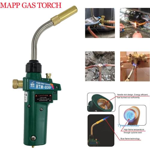 Mapp Torch Braze Welding MAPP Propane Gas Gun Heater Burner w Self Ignition CGA600 for Copper Aluminum Pipe Welding BBQ Heating