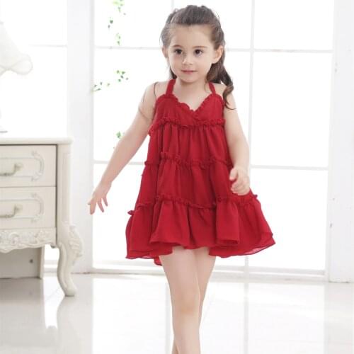 Cotton Baby Girls Slip Dresses Solid Color Beach Casual Kids Summer Dress Childrens Clothing
