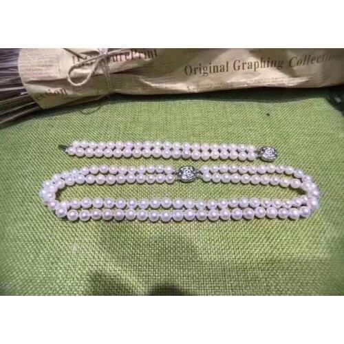 D601 Pearl Set Pearl Set Fine Jewelry Round 8-9mm Nature Fresh Water White Pearls Jewelry Sets for Women