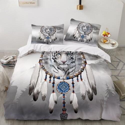 Duvet cover set pillowcase euro 2.0 1.5 family for home 3D luxury bed linen Bedding set bed linings 7pcs Dream catcher lion