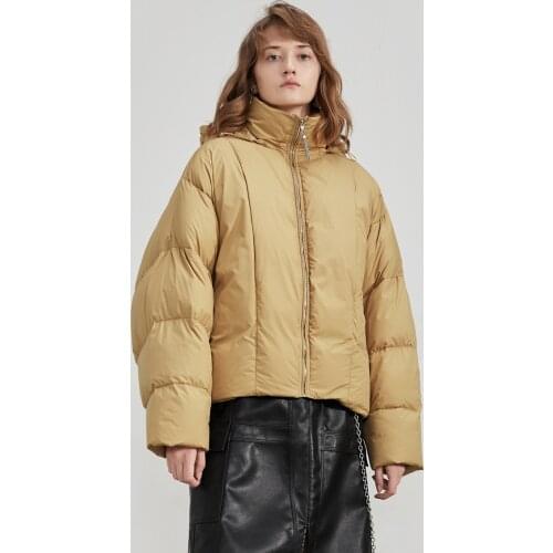 IRINACH317 Fall Winter 2020 Collection Original Design Short Hooded Thick White Duck Down Jacket Women