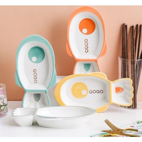 Cartoon Ceramic Car Plates for Kids Creative Child Bowl Divided Dinner Plate Fruit Dessert Biscuit Dish Kitchen Decor Cute Gifts