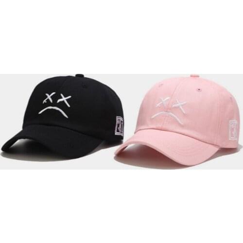 Embroidery Lil Peep Sad face Dad Hat Cap Cotton Sad Boy Baseball Cap Hip Hop xxxtentacion Kpop Cap The Rapper Snapback Men Hats