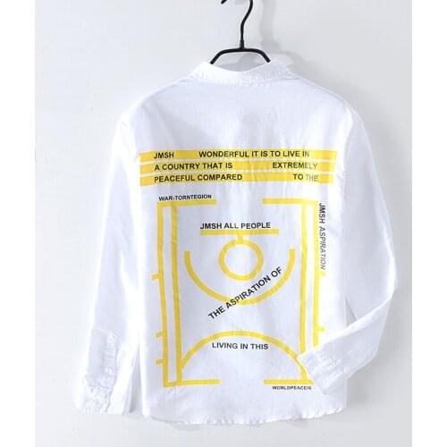 Mens Letter Print Shirts 2020 Brand White Long Sleeve Party Casual Fashion Turn-down Collar Tops Clothing Y2399