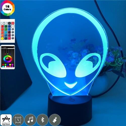 Kids Room Novelty Desk Lamp 3D Alien ET Image LED Night Light Atmosphere Decor for Club Hotel Party APP Control USB Nightlight