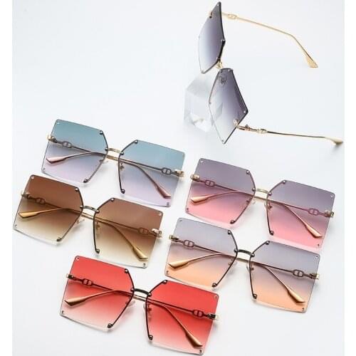 Metal New Borderless Cut Edge European and American Fashion Sunglasses Female Travel Dating High Quality Sunglasses