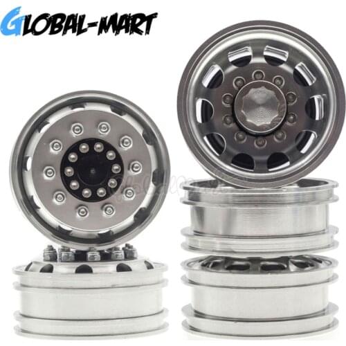 Alloy Metal Beadlock Front / Rear Wheel Rims Hubs for Tamiya 1:14 1/14 RC Tractor Trailer Cargo Truck Car Upgrade Parts