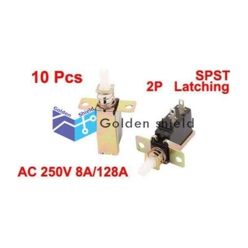 10Pcs SW-3 SPST 2P Spring Loaded Self Locking Mini Push Button Switch AC 250V 8