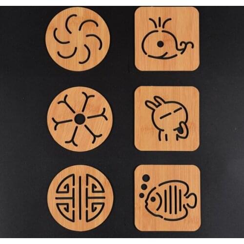 50pcs new 15cm Wooden Coasters Table Pad Cartoon Cup Mug Mat Coffee Tea Holder Home Decor