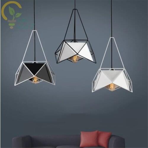 Industry Style Geometry Pendant Lights Nordic Minimalism Multifaceted Restaurant Coffee Iron Casting Decorate Pendant Lamp