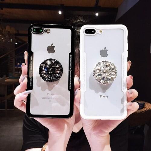 QIKEFANG New Hot fashion shiny diamond balloon bracket transparent silicone for iphone 6 7 8 plus X XR XS MAX phone cases