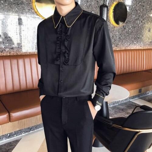 Luxury Royal Mens Shirt Long Leeve Loose Streetwear Casual Shirt Social Party Tuxedo Men Clothing Nightclub Camisas Para Hombre