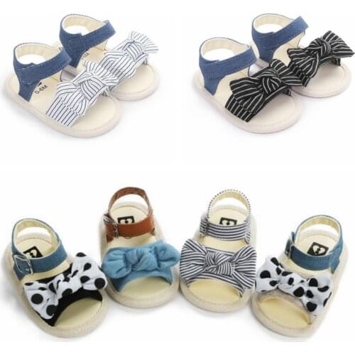 Summer Newborn Baby Girl Sandals Striped Soft Sole Baby Shoes Prewalker Princess Sandals For Girls