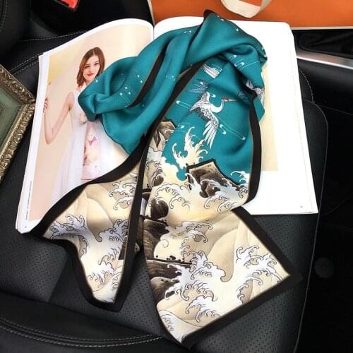 100% Natural Silk Scarf Ring Scarf Skinny Neckerchief Necktie Women Neck Head Hair Hat Scarfs Scruchies 150*17cm