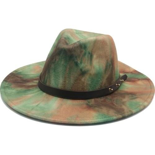 Felted hats men women wide brim casual tie dye zebra leopard Serpentine fedora hats vintage band belt outdoor jazz women hats