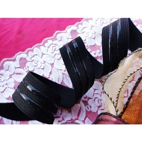 7/8" black 5M high quality silicone non slip elastic webbing for sewing diy extra grip accessories double silicone width 3mm*2