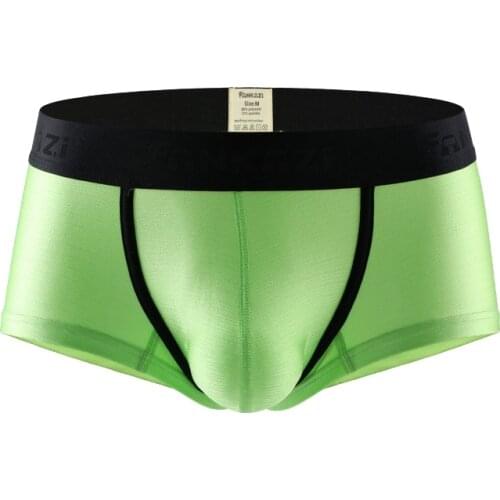 New Style Mens Bulge Pouch Boxer Trunks Smooth Brushed Metal Sexy Low-rise Underwear Shorts Underpants Bottoms Cueca