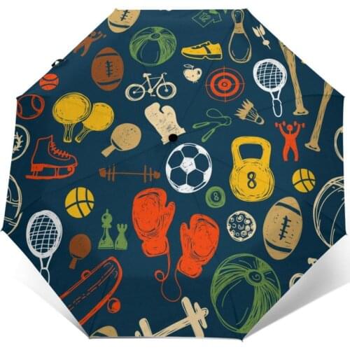 Wind Resistant Fully-Automatic Umbrella Sports Element Rain 3 Folding Parasol Travel Car Umbrella