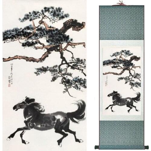 Top quality Chinese Horse silk painting Horse art painting Silk scroll art painting eight horse painting20190905056
