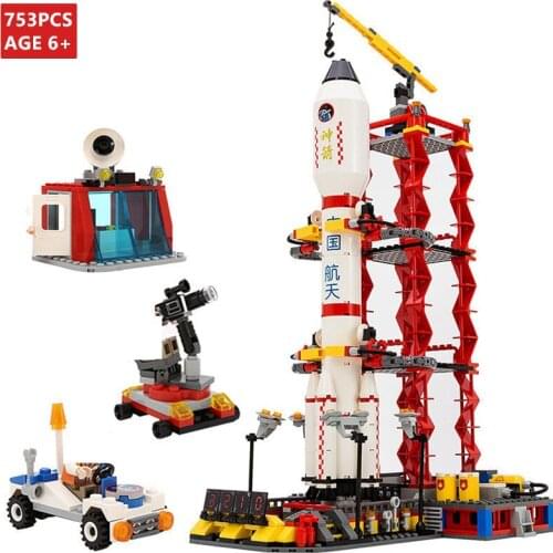 City Spaceport Space Shuttle Launch Center Model Building Blocks Sets Avion Creator Bricks Educational Toys For Children