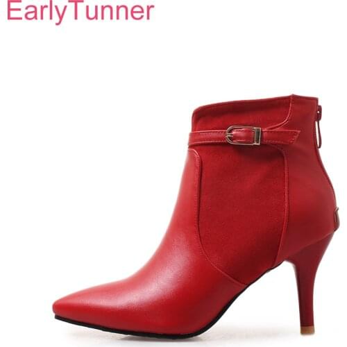 Brand New Sales Winter Elegant Army Green Yellow Women Ankle Riding Boots Lady Shoes Thin High Heel ES82 Plus Big Size 10 32 46