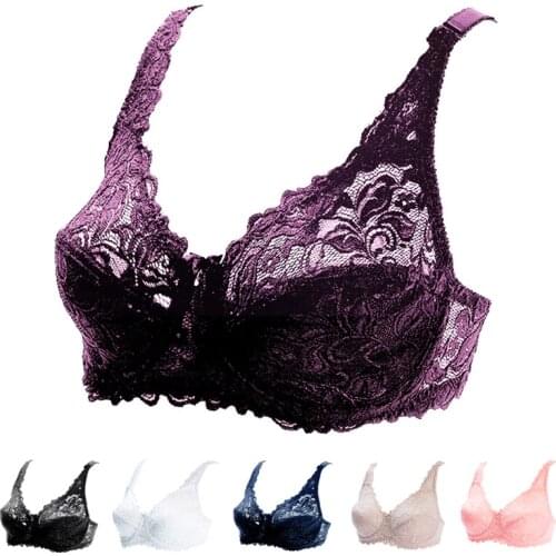 DKERT Women Sexy Lace Bras See Through Underwear Brassiere Push Up Plus Size CDE Cup Thin Bralette
