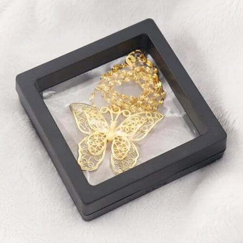 Prevent fading Double-layer Hollow Plating 24k Yellow gold Butterfly Necklace For women Choker Water Wave Chain 2020