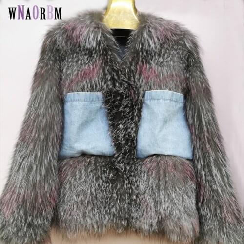 2021 New style personality Real Silver Fox Fur Coat Women fox Fur Coat Female Knitted Genuine Fur Overcoat For Ladies Luxury